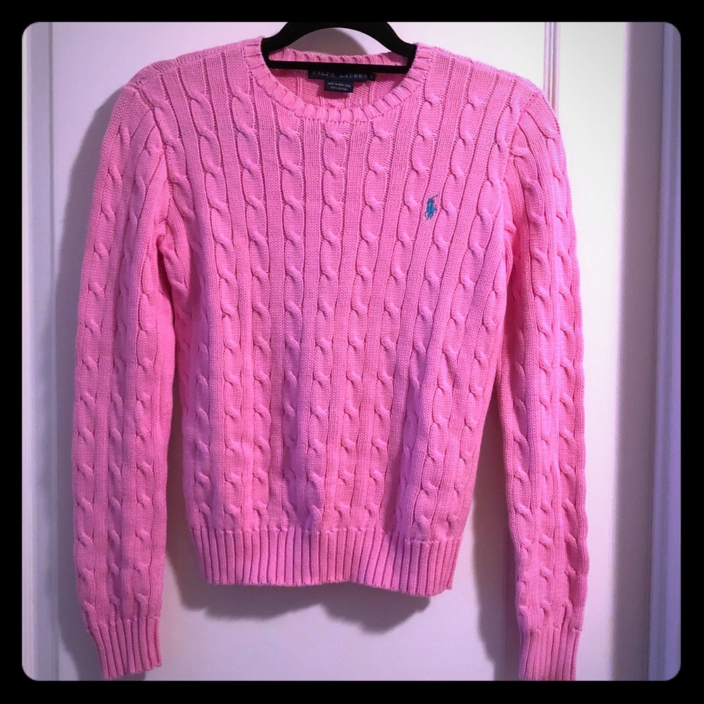 NWT New Ralph Lauren Pink Cable Knit Sweater Small